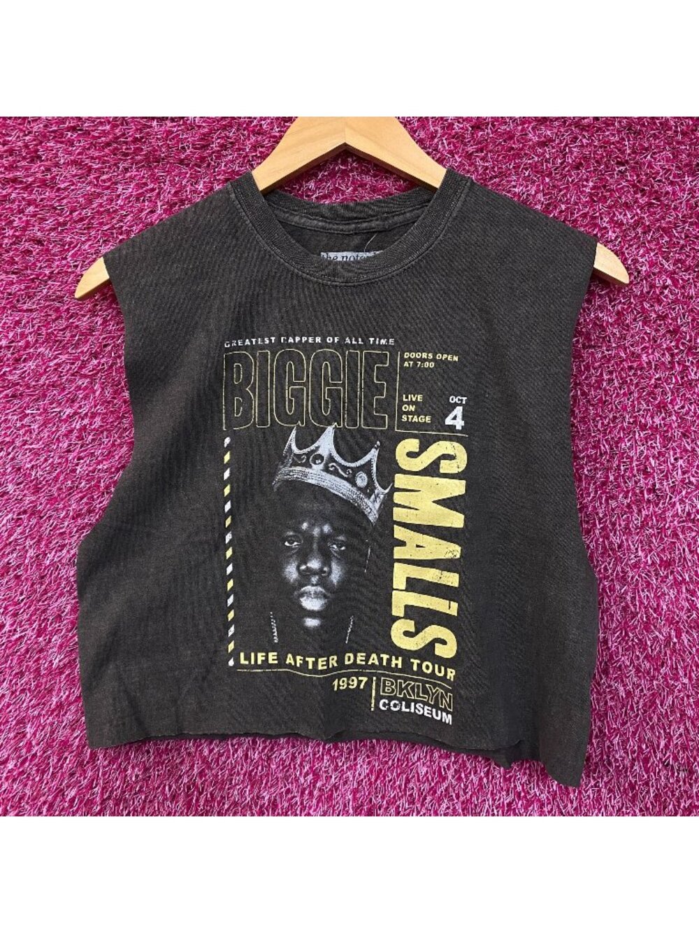 The Notorious B.I.G. Biggie Smalls Life After Death Tour Sleeveless Crop Tee Med